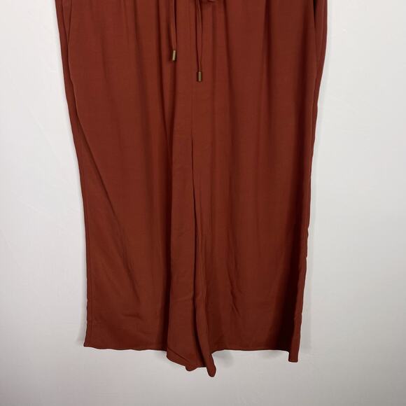 Eileen Fisher PS Petite Small Russet Orange Wide Leg Jumpsuit Surplice Neck - Picture 5 of 11